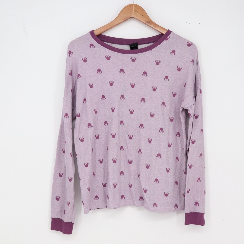 Disney Pajama Set Women Small Minnie Mouse Purple Long Sleeve Jogger Excellent